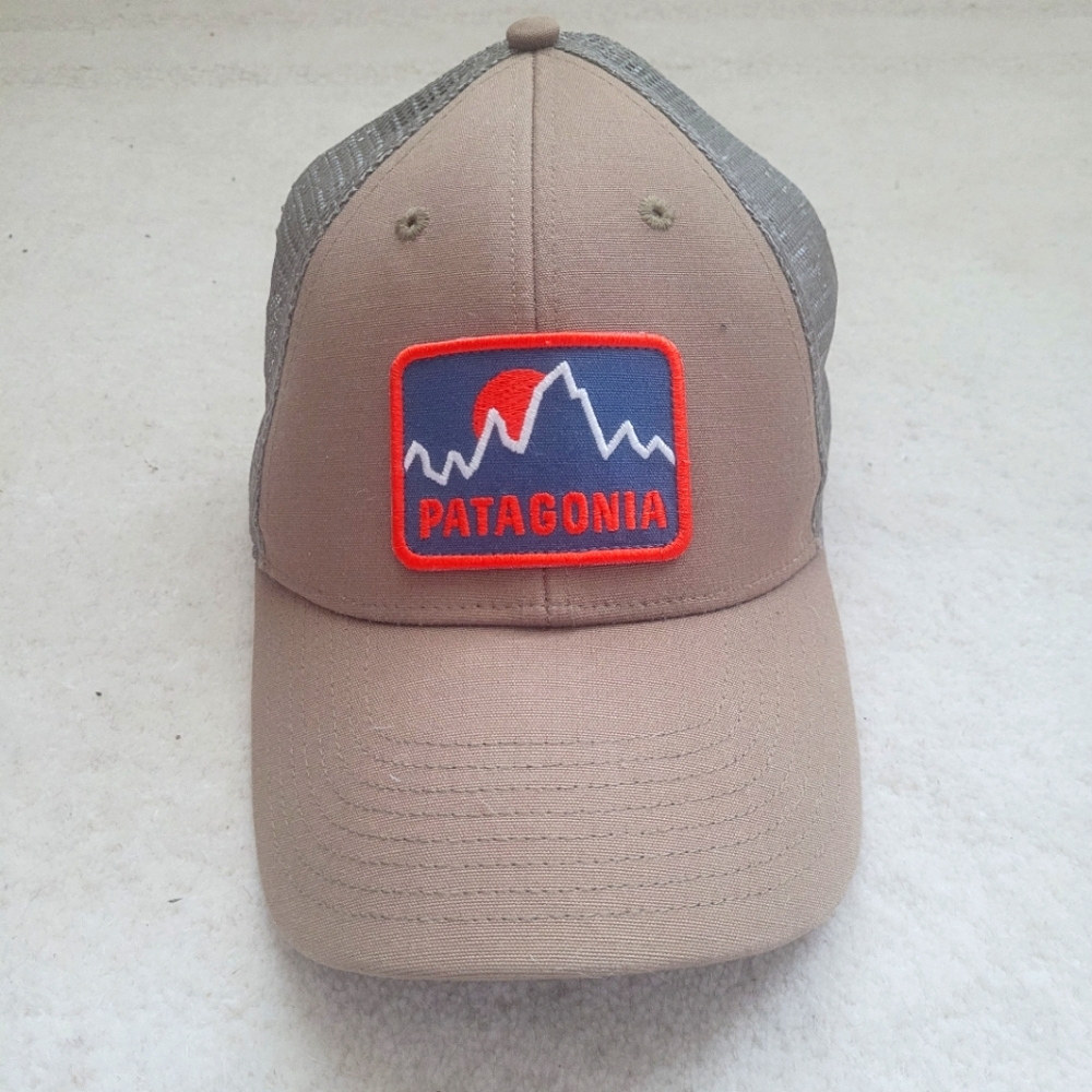 Patagonia Beige and Orange Mesh Baseball Cap - Adjustable, One Size